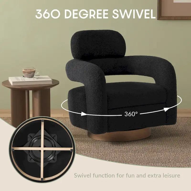 Fauteuil pivotant Sherpa de 74 cm de large