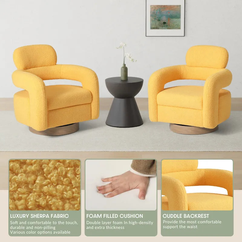 Fauteuil pivotant Sherpa de 74 cm de large