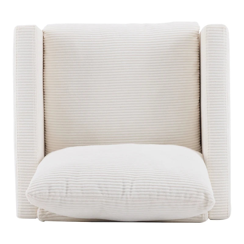 Fauteuil en velours côtelé surdimensionné avec pouf – Chaise confortable pour le salon