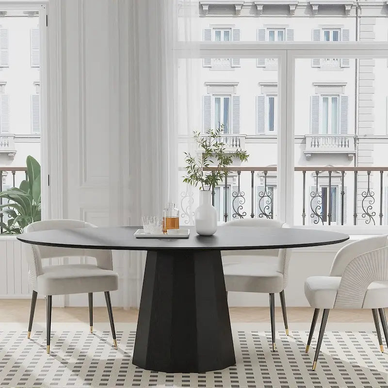 Table de salle à manger ovale de 170 cm pour 6 personnes – 3 options de couleur, 170x85x79 cm