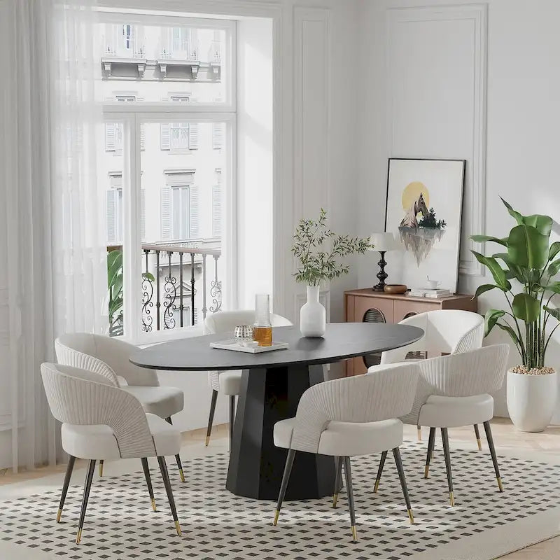 Table de salle à manger ovale de 170 cm pour 6 personnes – 3 options de couleur, 170x85x79 cm