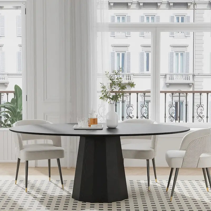 Table de salle à manger ovale de 170 cm pour 6 personnes – 3 options de couleur, 170x85x79 cm