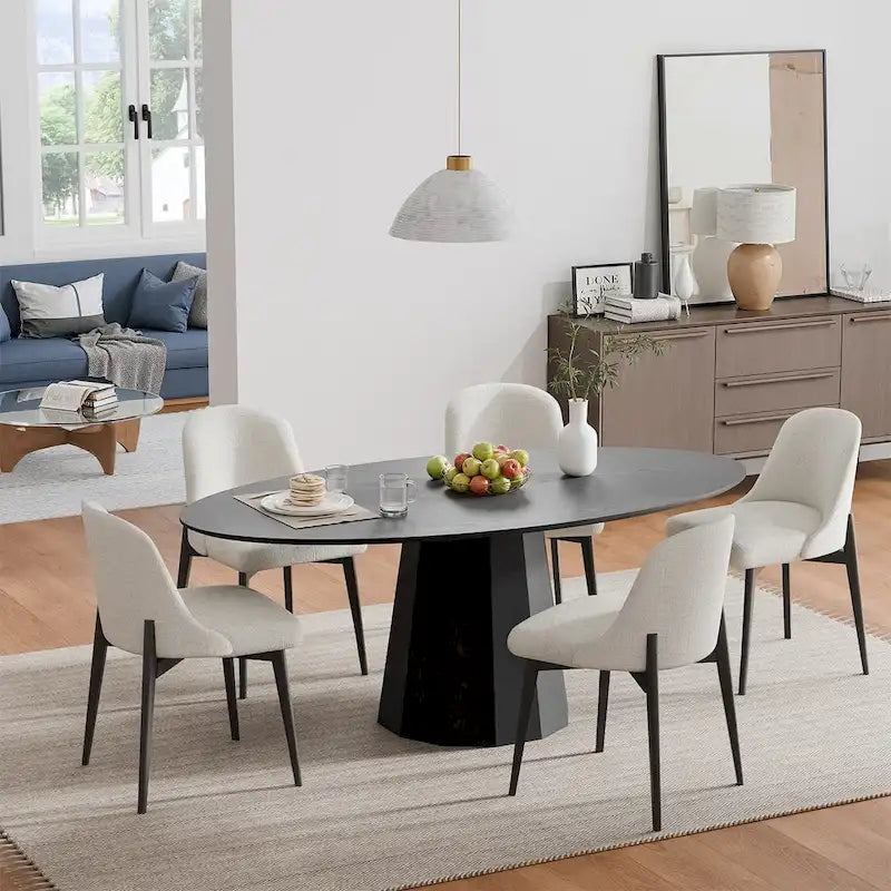 Table de salle à manger ovale de 170 cm pour 6 personnes – 3 options de couleur, 170x85x79 cm
