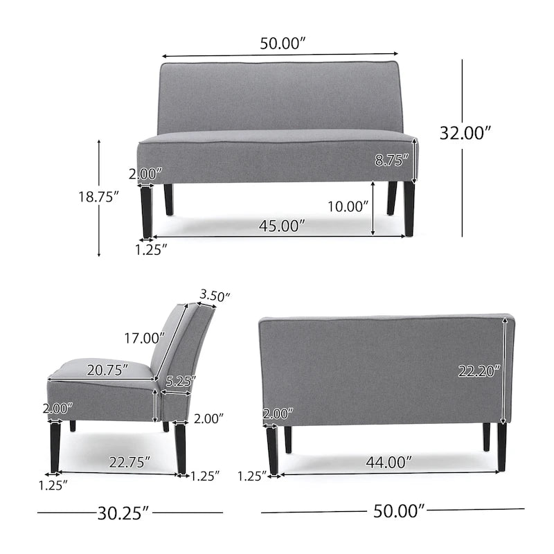 Causeuse en tissu – Canapé moderne à 2 places pour salon
