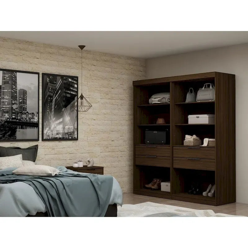 Armoire de chambre moderne à 2 sections – Rangement minimaliste
