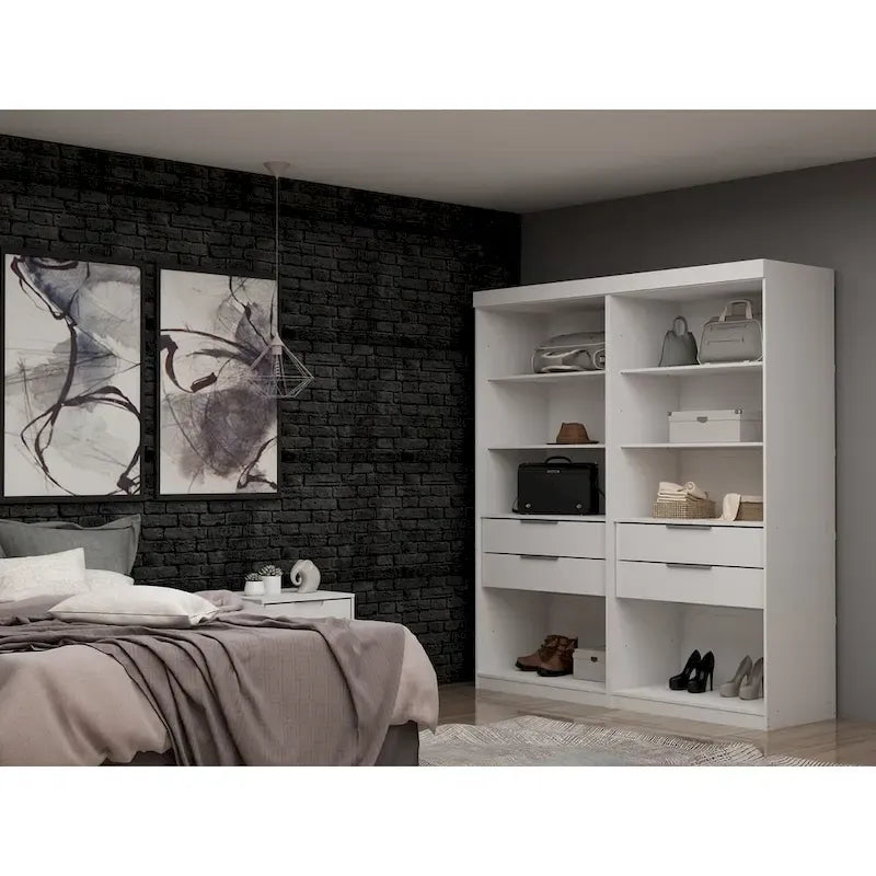 Armoire de chambre moderne à 2 sections – Rangement minimaliste