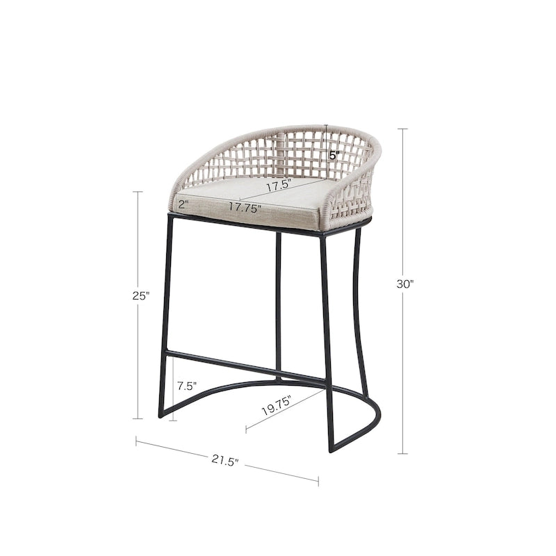 Tabouret de comptoir tissé – Hauteur d'assise 63,5 cm, style bohème naturel