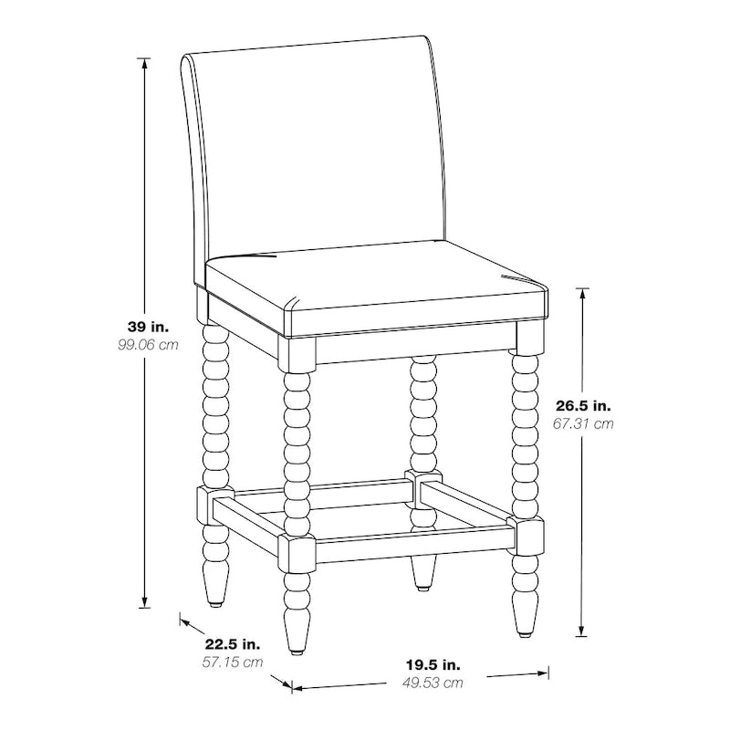 Tabouret de bar 26" à hauteur de comptoir, modèle classique en bois