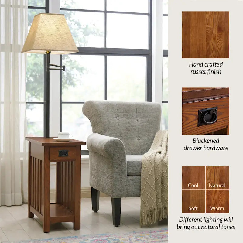 Table d'appoint en bois massif Mission – Table d'appoint d'accent classique