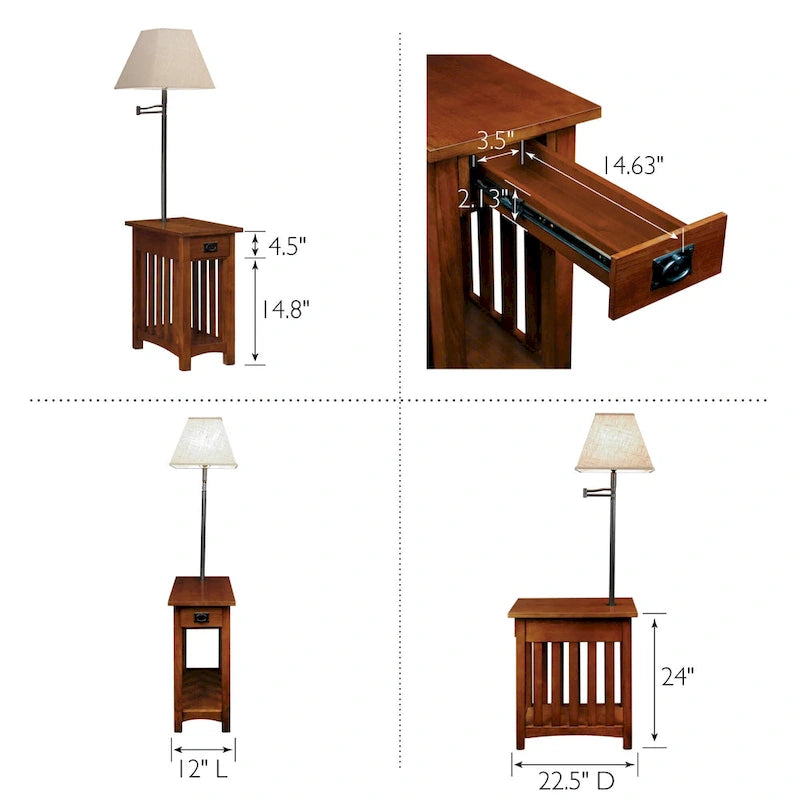 Table d'appoint en bois massif Mission – Table d'appoint d'accent classique