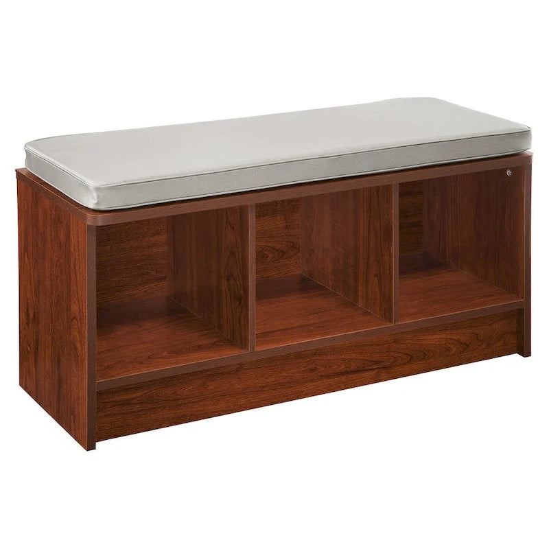Banc de rangement 3 cubes avec coussin gris – Entrée et chambre à coucher
