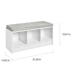 Banc de rangement 3 cubes avec coussin gris – Entrée et chambre à coucher
