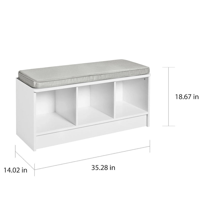 Banc de rangement 3 cubes avec coussin gris – Entrée et chambre à coucher