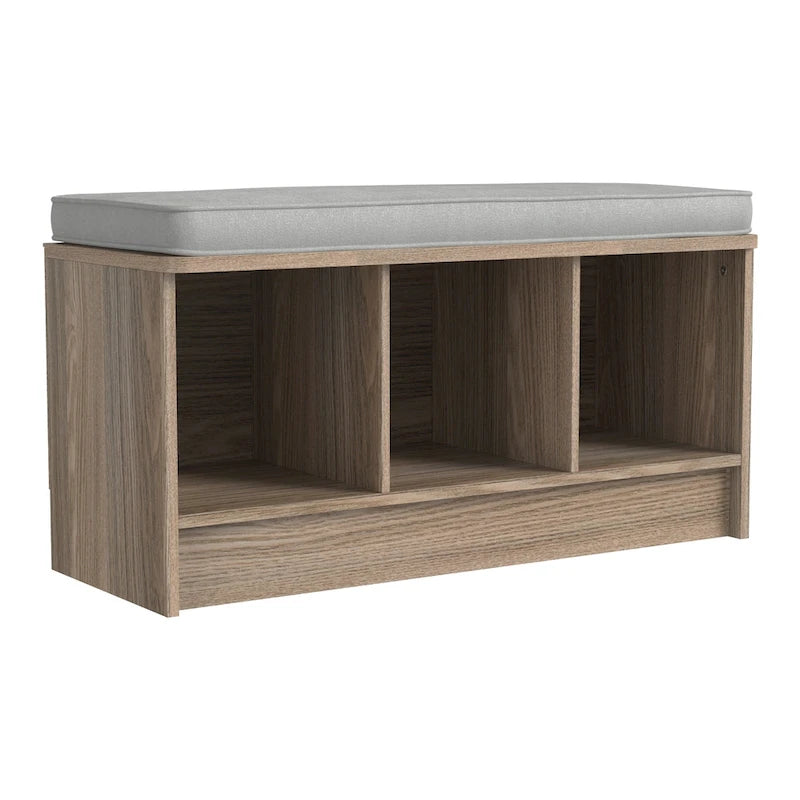 Banc de rangement 3 cubes avec coussin gris – Entrée et chambre à coucher