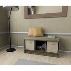 Banc de rangement 3 cubes avec coussin gris – Entrée et chambre à coucher