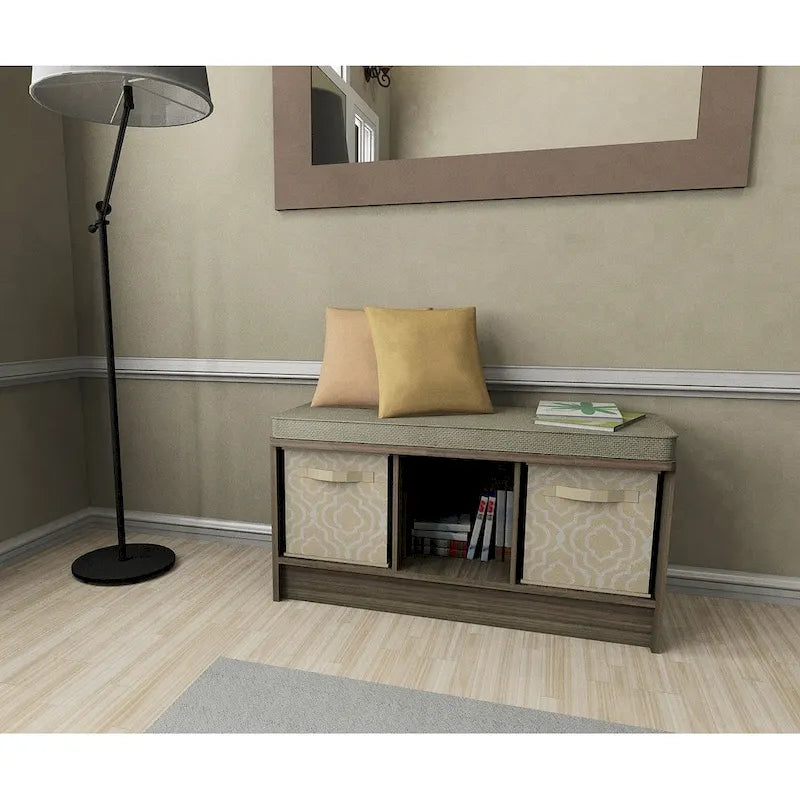 Banc de rangement 3 cubes avec coussin gris – Entrée et chambre à coucher
