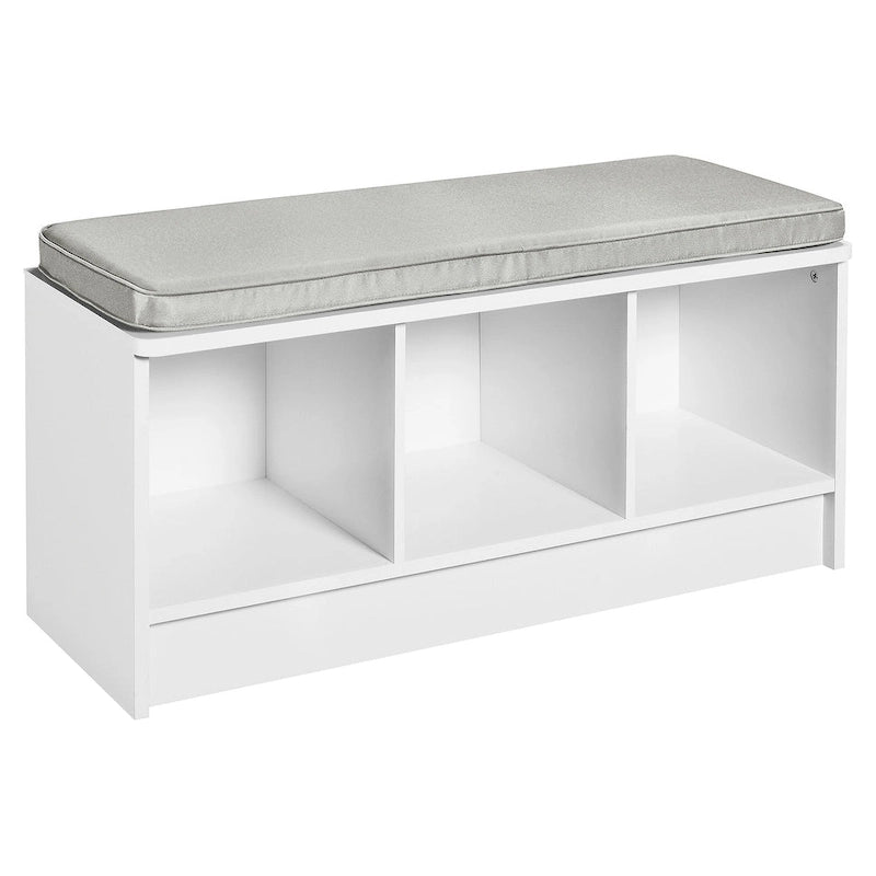 Banc de rangement 3 cubes avec coussin gris – Entrée et chambre à coucher