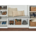 Banc de rangement 3 cubes avec coussin gris – Entrée et chambre à coucher
