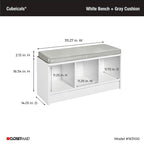 Banc de rangement 3 cubes avec coussin gris – Entrée et chambre à coucher