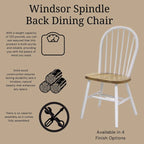Chaise de salle à manger Windsor à dossier brochettes en bois massif