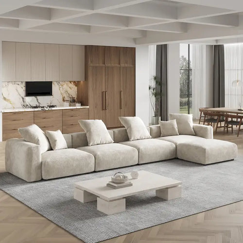 Canapé d'angle modulaire rembourré 180° avec ottoman