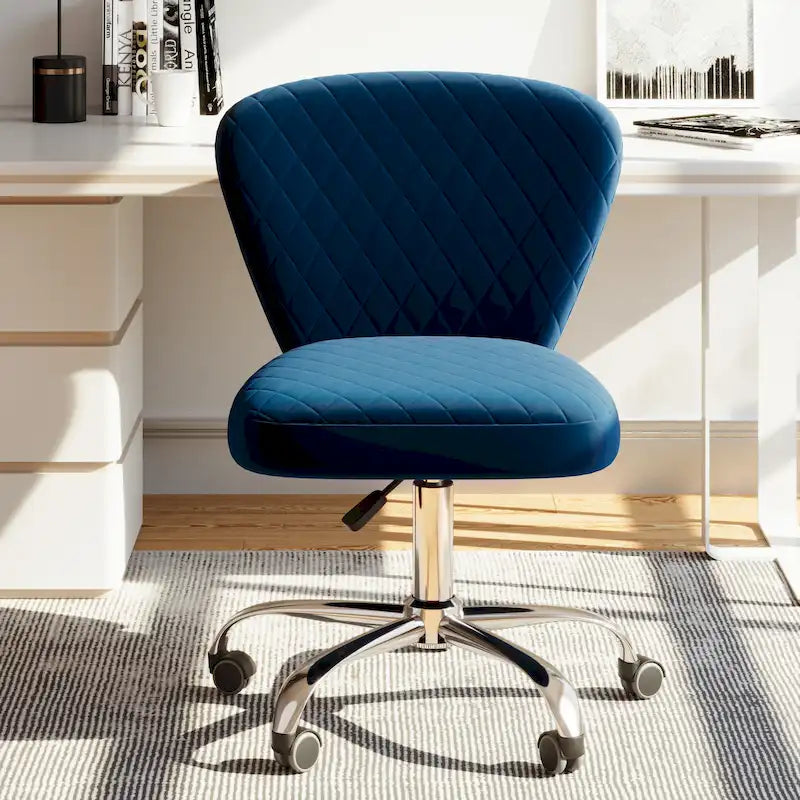 Chaise de bureau pivotante sans accoudoirs en velours, réglable