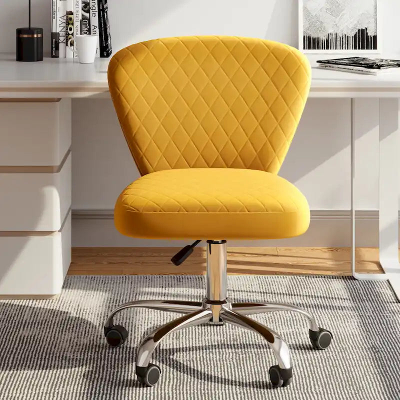Chaise de bureau pivotante sans accoudoirs en velours, réglable