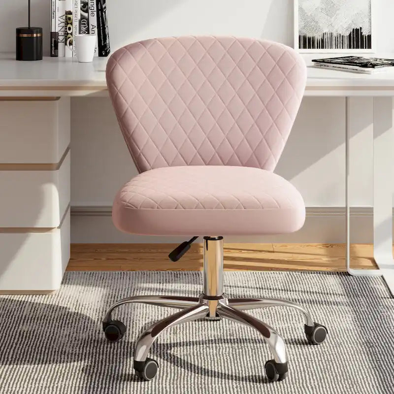 Chaise de bureau pivotante sans accoudoirs en velours, réglable
