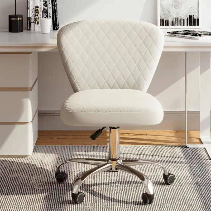 Chaise de bureau pivotante sans accoudoirs en velours, réglable