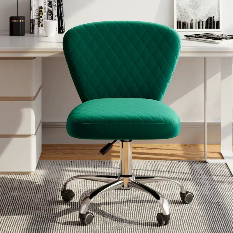 Chaise de bureau pivotante sans accoudoirs en velours, réglable
