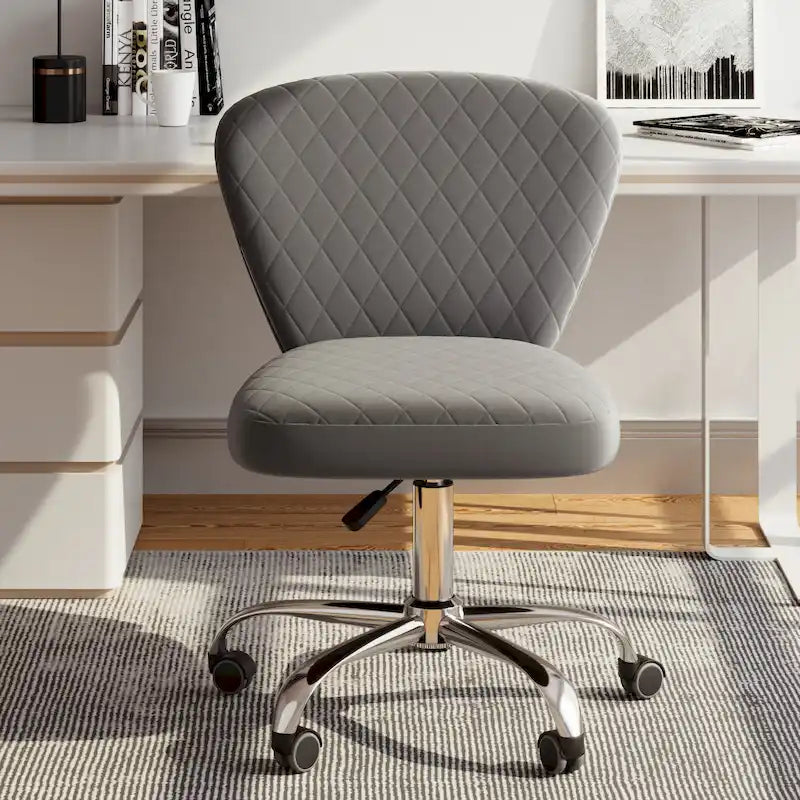 Chaise de bureau pivotante sans accoudoirs en velours, réglable