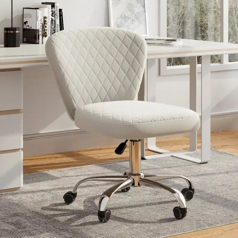 Chaise de bureau pivotante sans accoudoirs en velours, réglable
