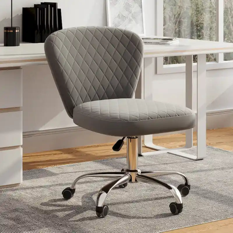 Chaise de bureau pivotante sans accoudoirs en velours, réglable