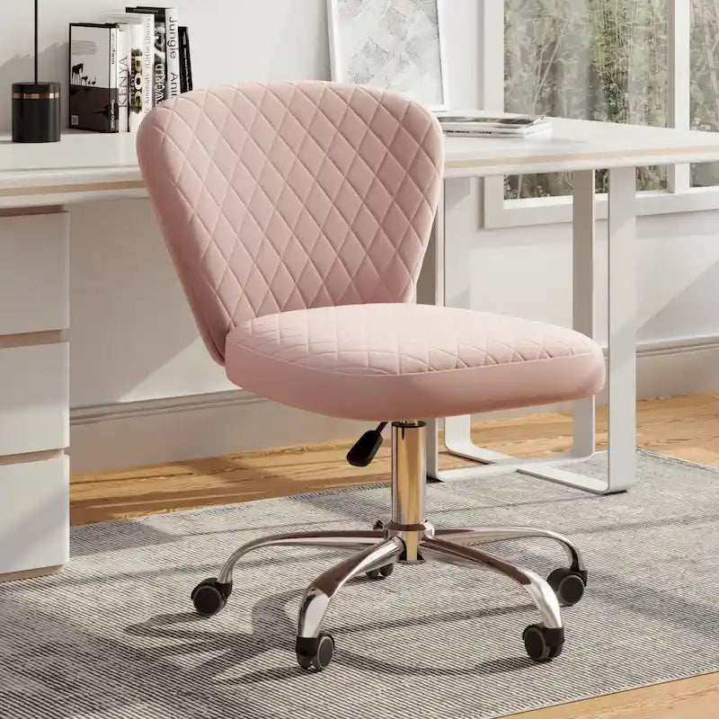 Chaise de bureau pivotante sans accoudoirs en velours, réglable