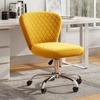Chaise de bureau pivotante sans accoudoirs en velours, réglable