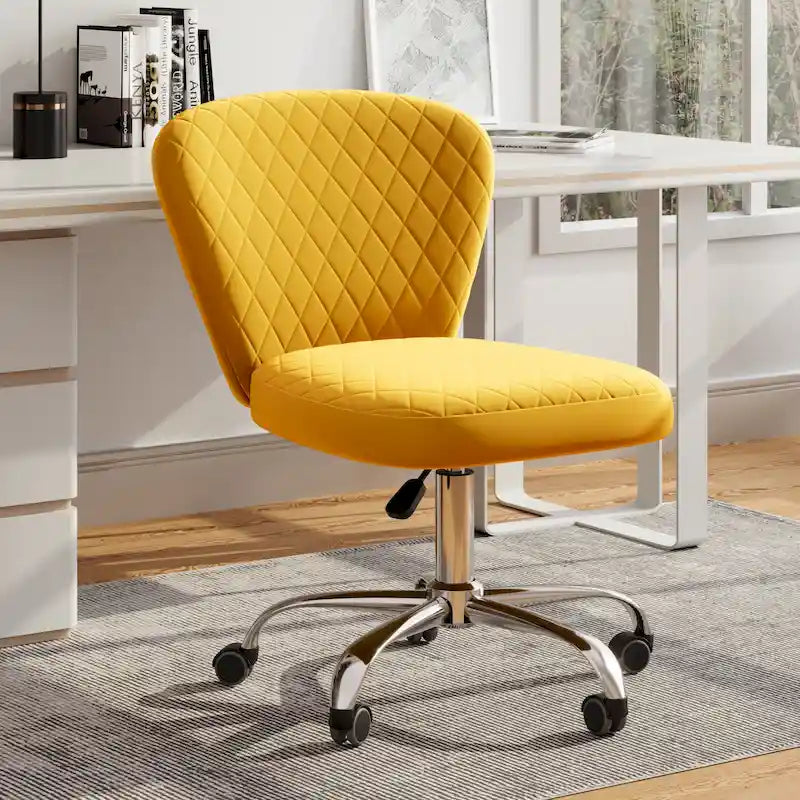 Chaise de bureau pivotante sans accoudoirs en velours, réglable