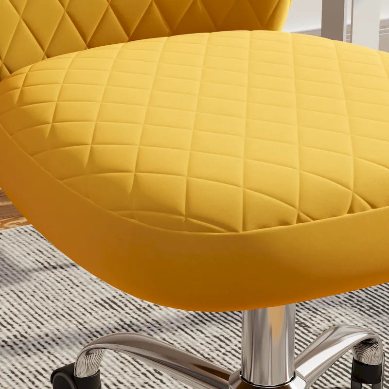Chaise de bureau pivotante sans accoudoirs en velours, réglable
