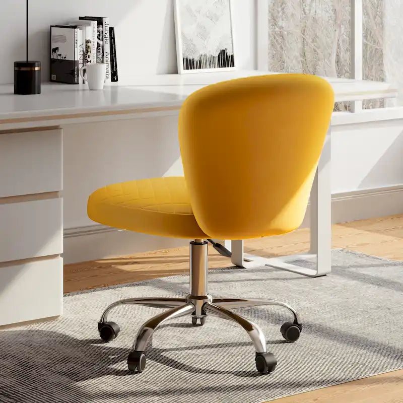 Chaise de bureau pivotante sans accoudoirs en velours, réglable