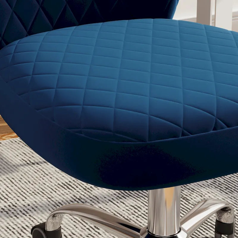 Chaise de bureau pivotante sans accoudoirs en velours, réglable