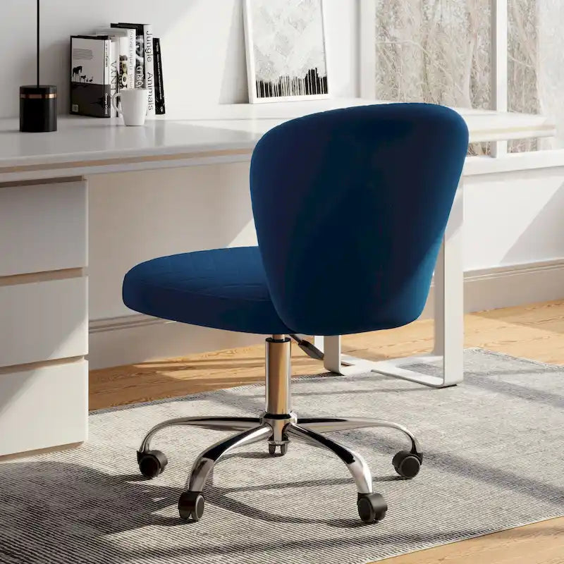 Chaise de bureau pivotante sans accoudoirs en velours, réglable