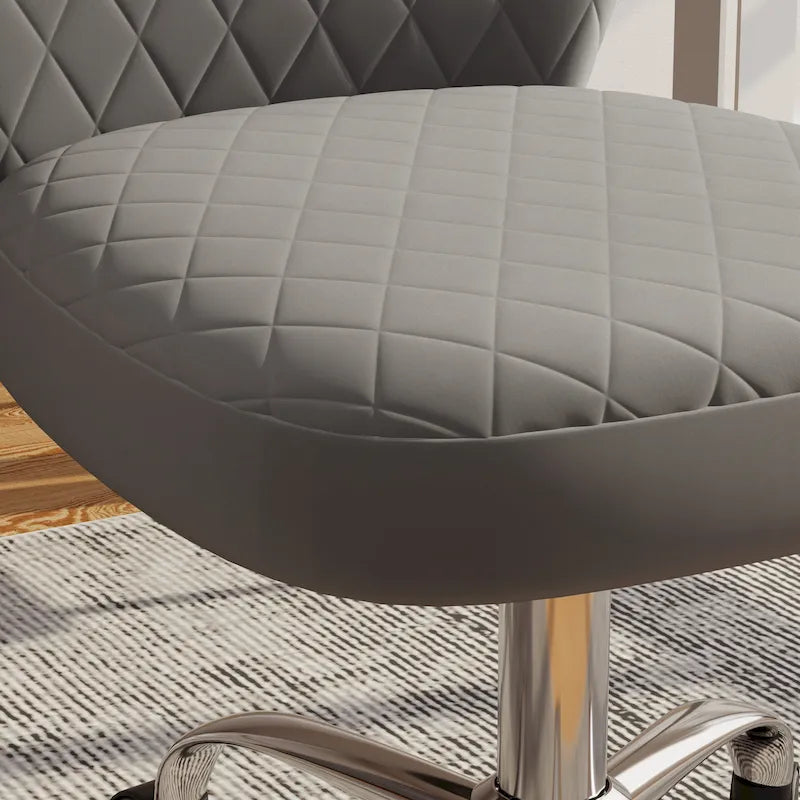 Chaise de bureau pivotante sans accoudoirs en velours, réglable