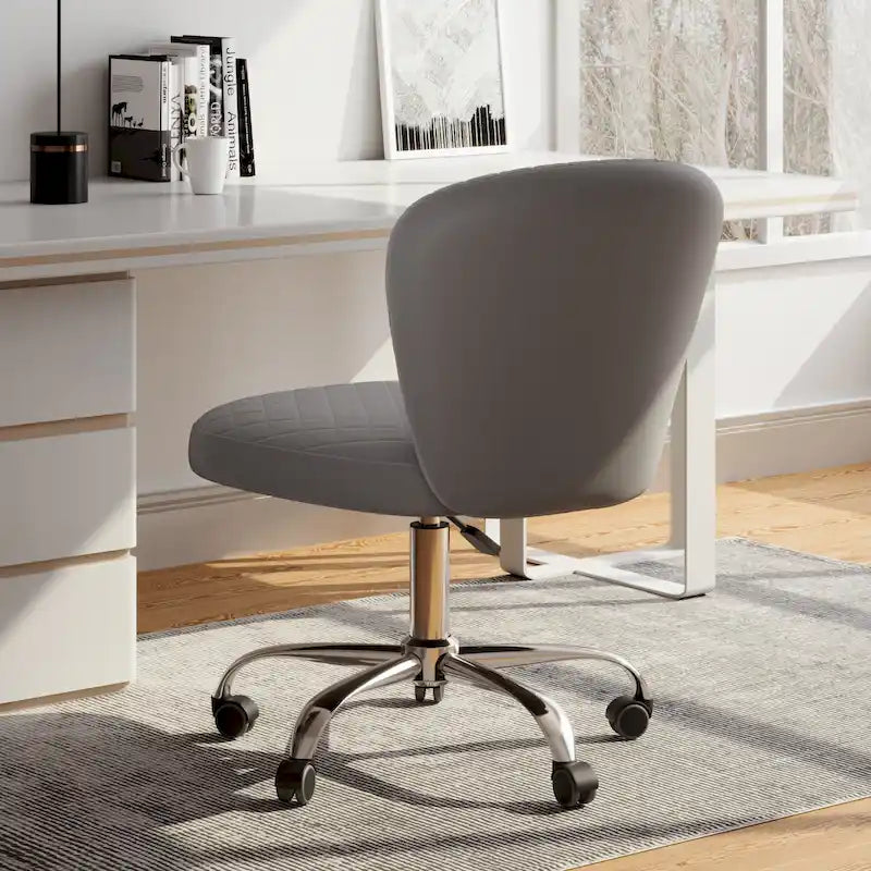 Chaise de bureau pivotante sans accoudoirs en velours, réglable