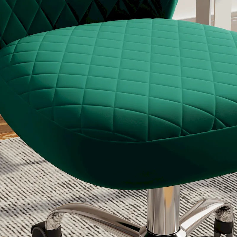 Chaise de bureau pivotante sans accoudoirs en velours, réglable