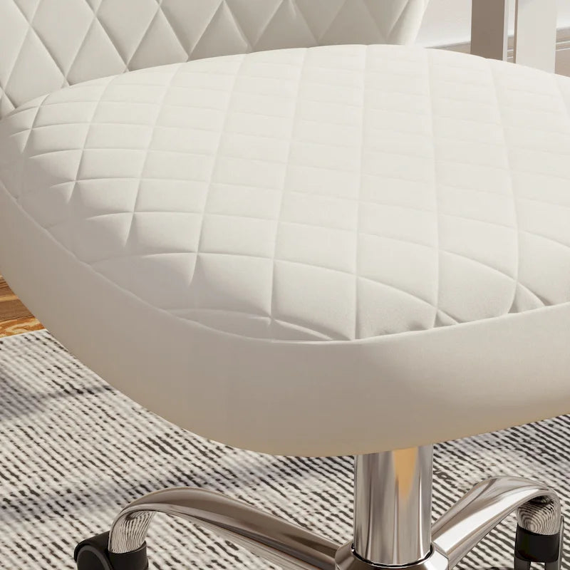 Chaise de bureau pivotante sans accoudoirs en velours, réglable