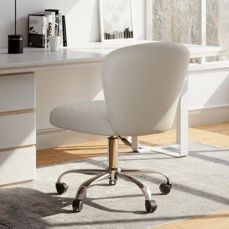 Chaise de bureau pivotante sans accoudoirs en velours, réglable