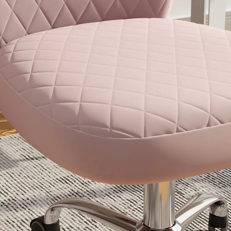 Chaise de bureau pivotante sans accoudoirs en velours, réglable