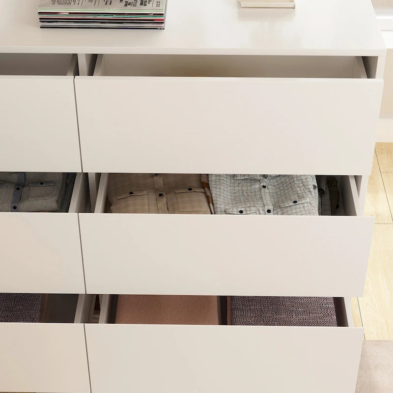 Commode et Bureau Rotatifs – Coiffeuse à 6 Tiroirs Blanche/Noire