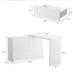 Commode et Bureau Rotatifs – Coiffeuse à 6 Tiroirs Blanche/Noire