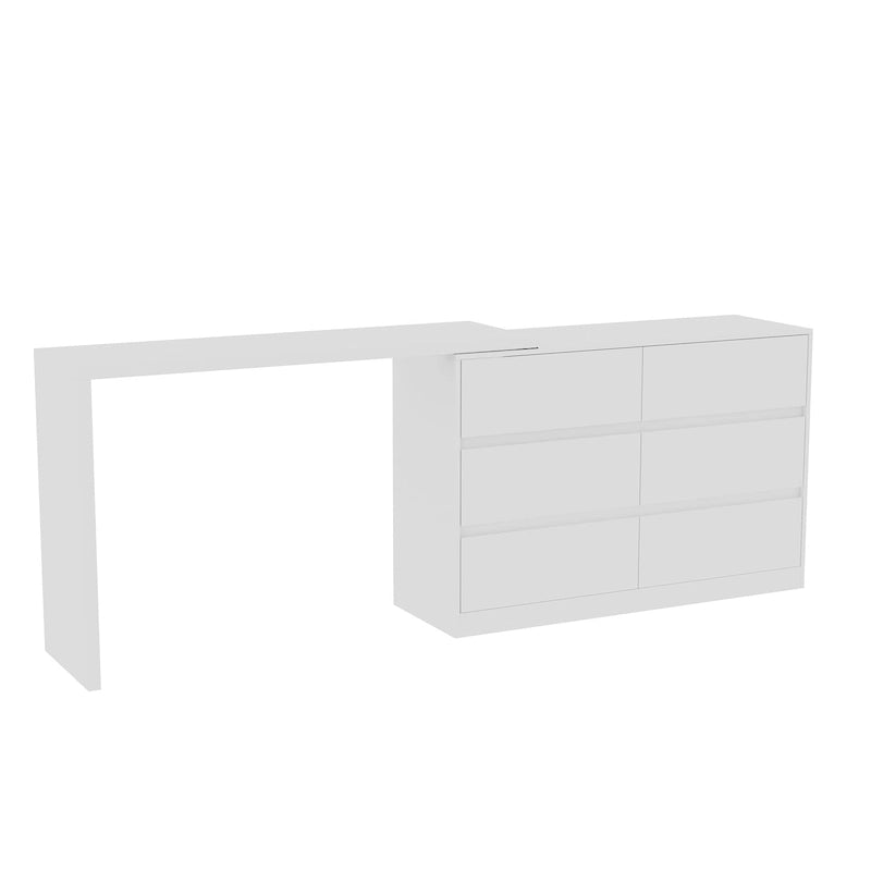 Commode et Bureau Rotatifs – Coiffeuse à 6 Tiroirs Blanche/Noire