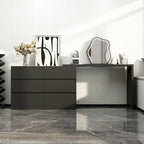 Commode et Bureau Rotatifs – Coiffeuse à 6 Tiroirs Blanche/Noire